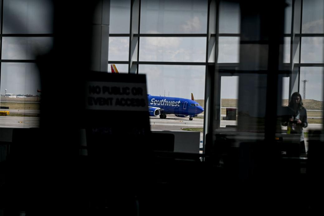 Southwest flight at DIA outside the airport