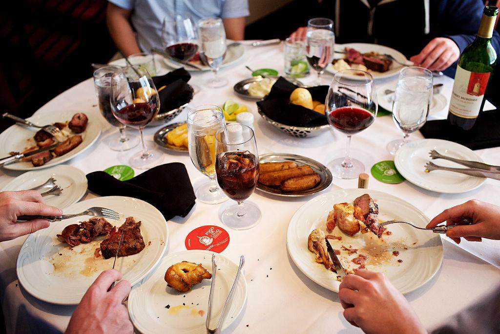 Plates at Fogo de Chao, a Brazilian Steakhouse chain