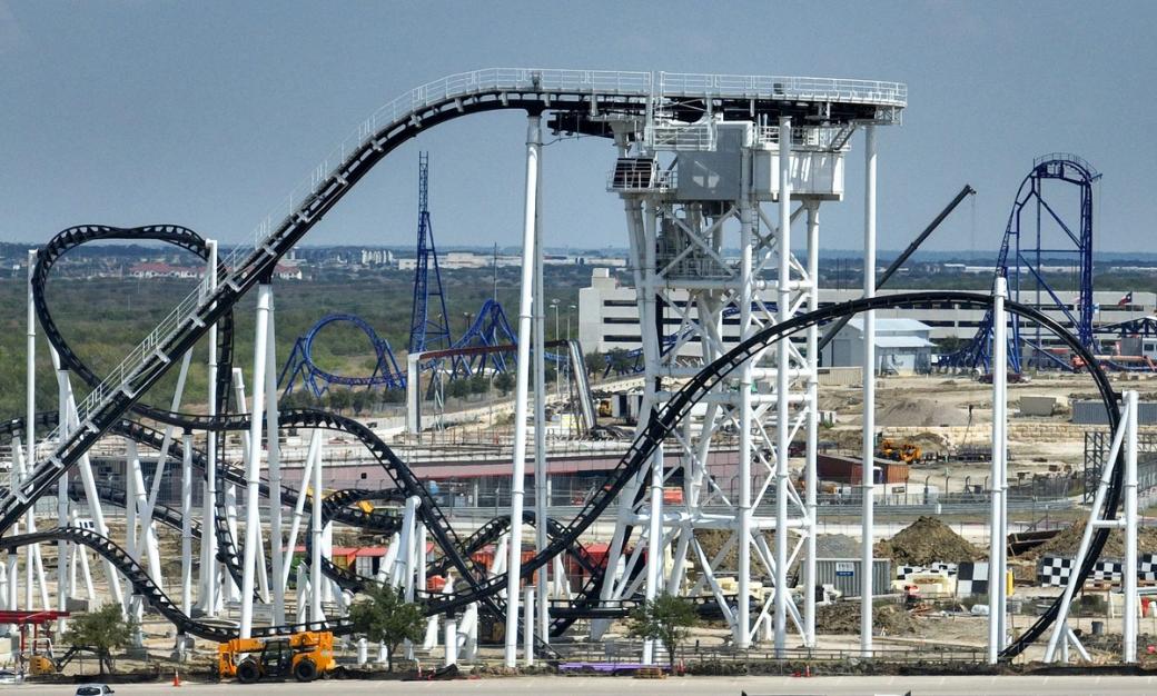 A large roller coaster.
