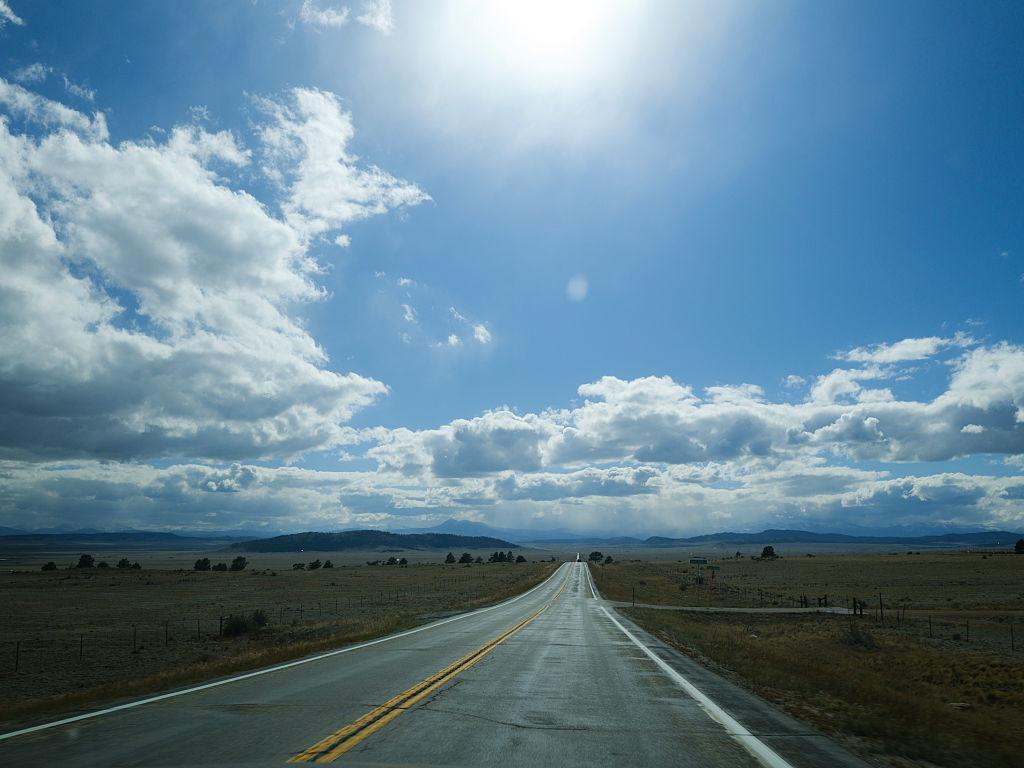 Sunny road driving in Colorado