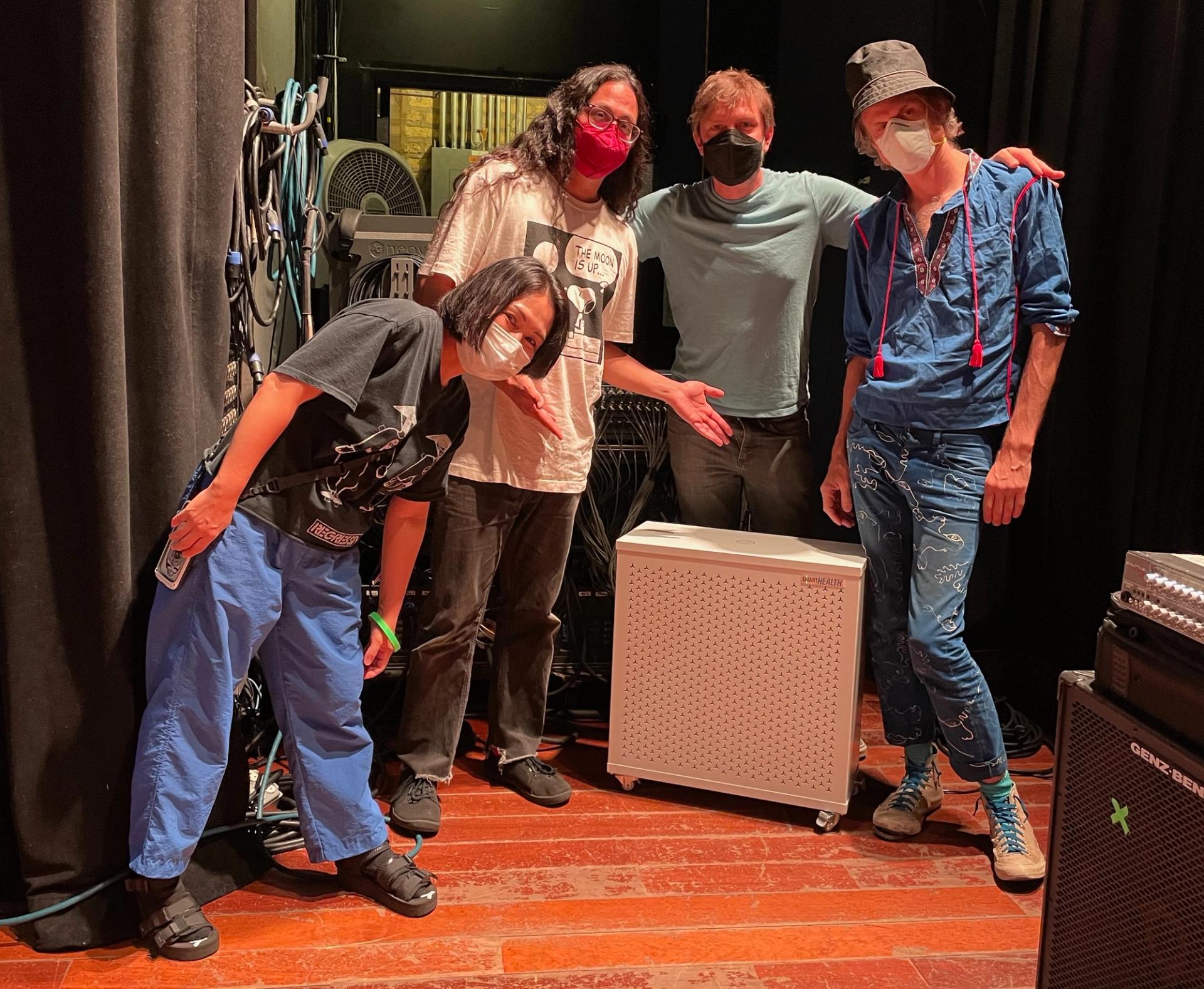 Deerhoof with a Clean Air Club purifier at Lincoln Hall