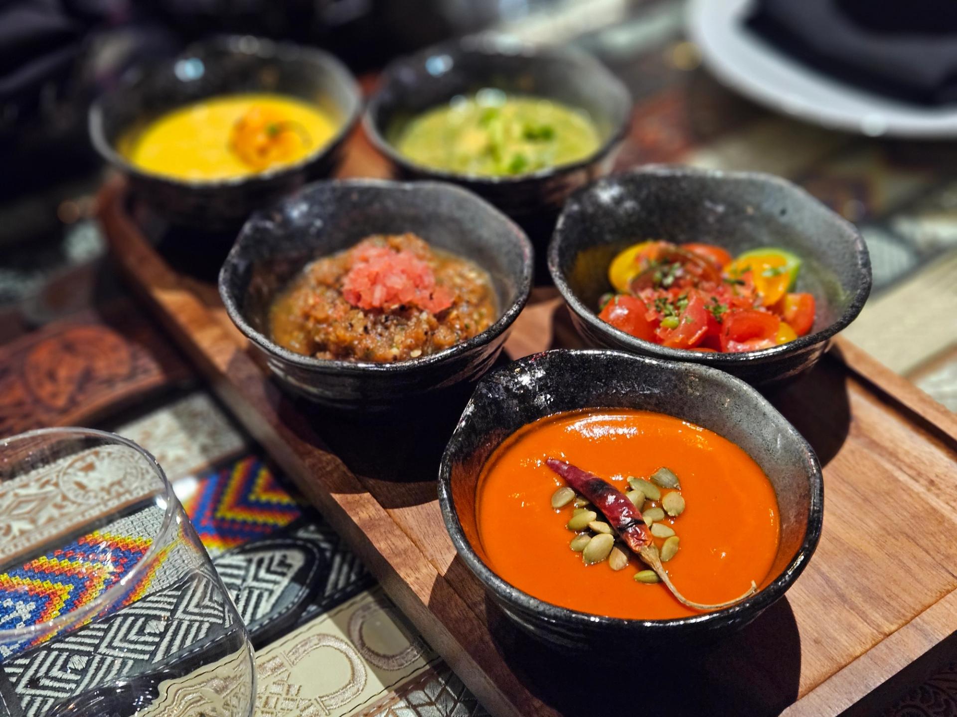 A platter of five salsas at Siempre J.B.
