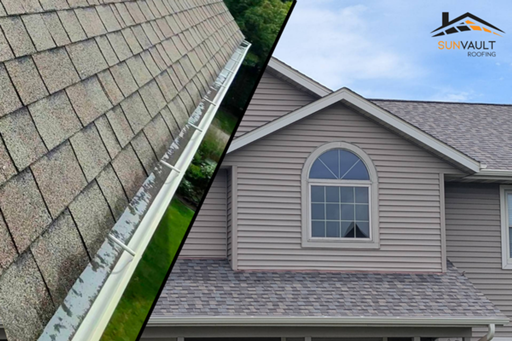 Display ad for Sun Vault Roofing; image of a roof