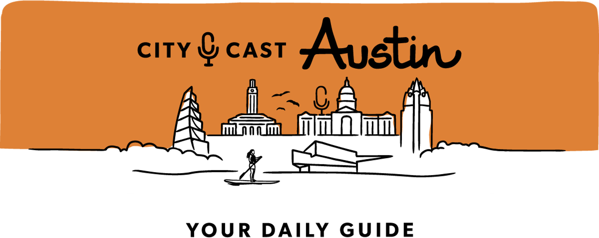 City Cast Austin with an illustrated skyline