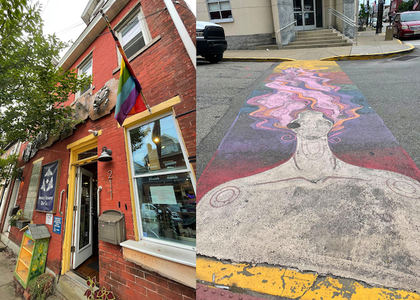 Abeille Voyante Tea Co and the colorful crosswalk in Millvale.
