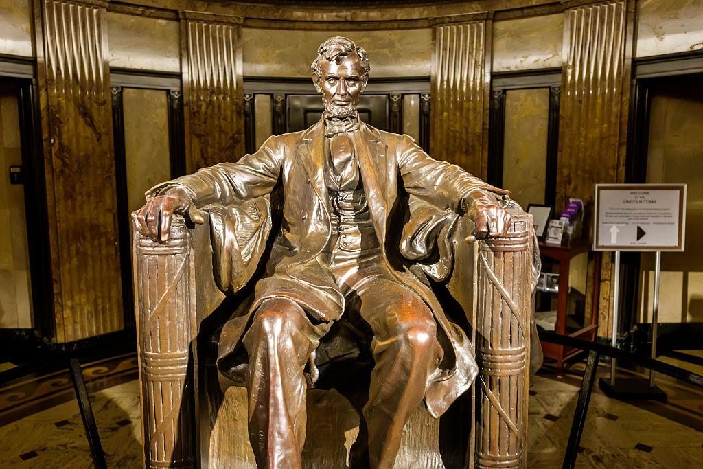 Headshots of Abraham Lincoln, Ulysses S. Grant, Ronald Reagan, and Barack Obama