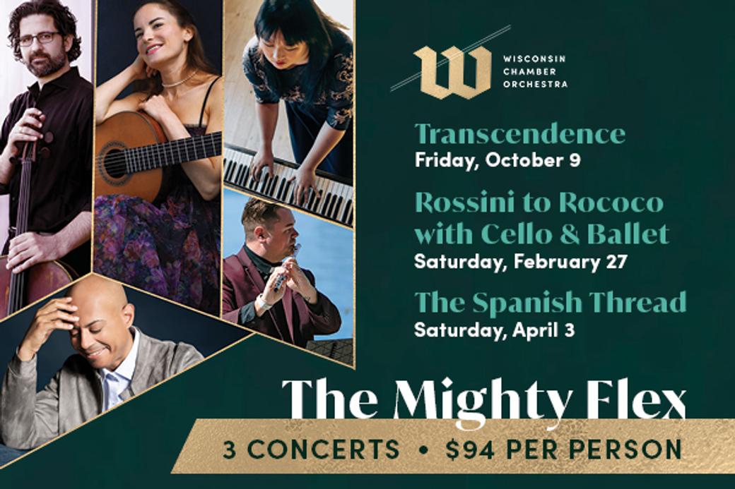 Display ad for The Might Flex; 3 concerts