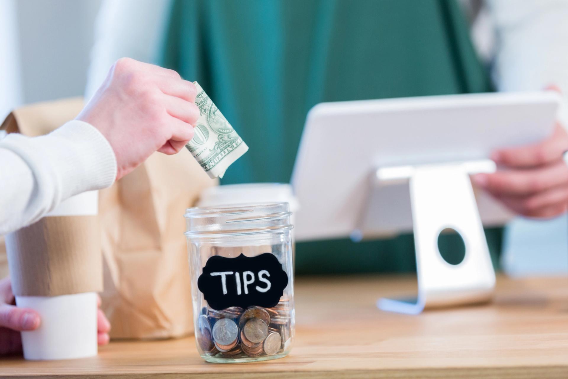 Photo of a tip jar