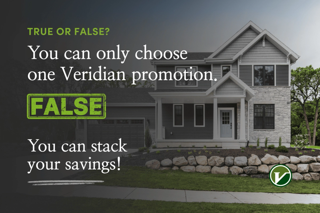 Display ad for Veridian Homes; Stack your savings!