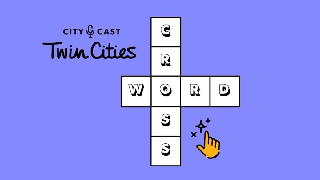 Stylized graphic with text that reads, "City Cast Twin Cities Crossword"
