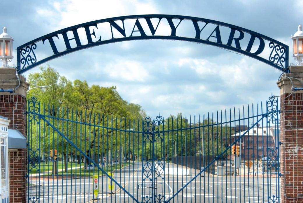 Locked gate at the Navy Yard