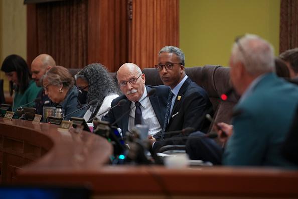 DC Council, including Chairman Phil Mendelson, meet to discuss the RFK Stadium. (The Washington Post/Getty Images)