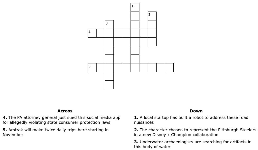 Custom City Cast Pittsburgh crossword puzzle!