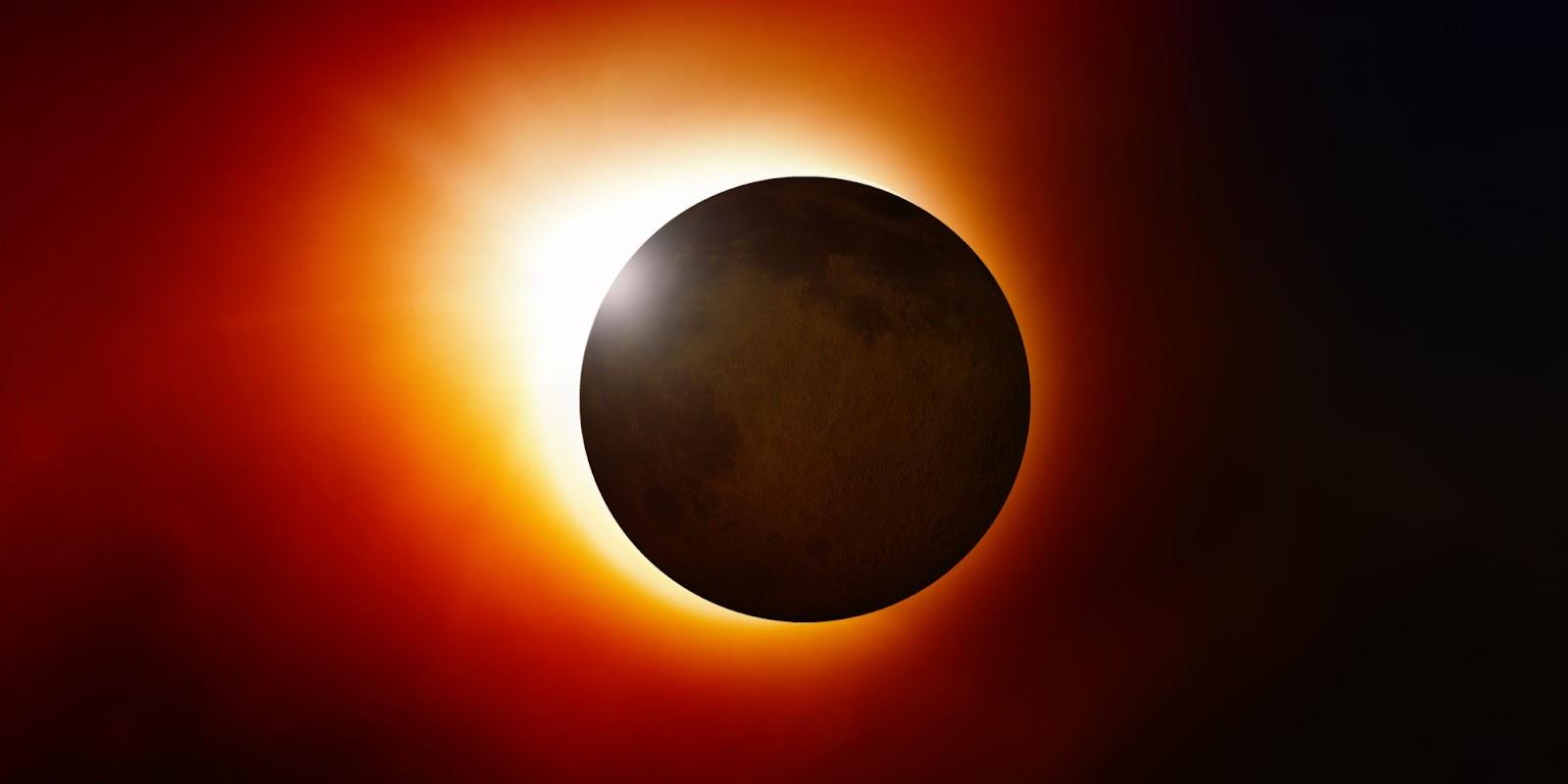A near total eclipse of the sun.