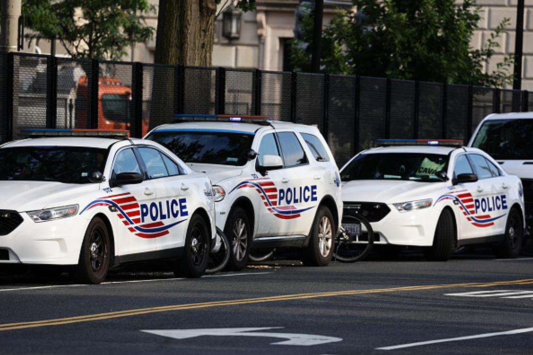 Police cars ahead of the NATO Summit in DC in July 2024. (Jakub Porzycki/NurPhoto via Getty Images)
