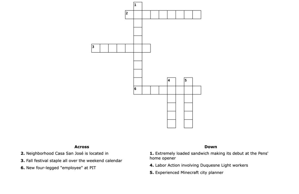 Custom City Cast Pittsburgh crossword puzzle.