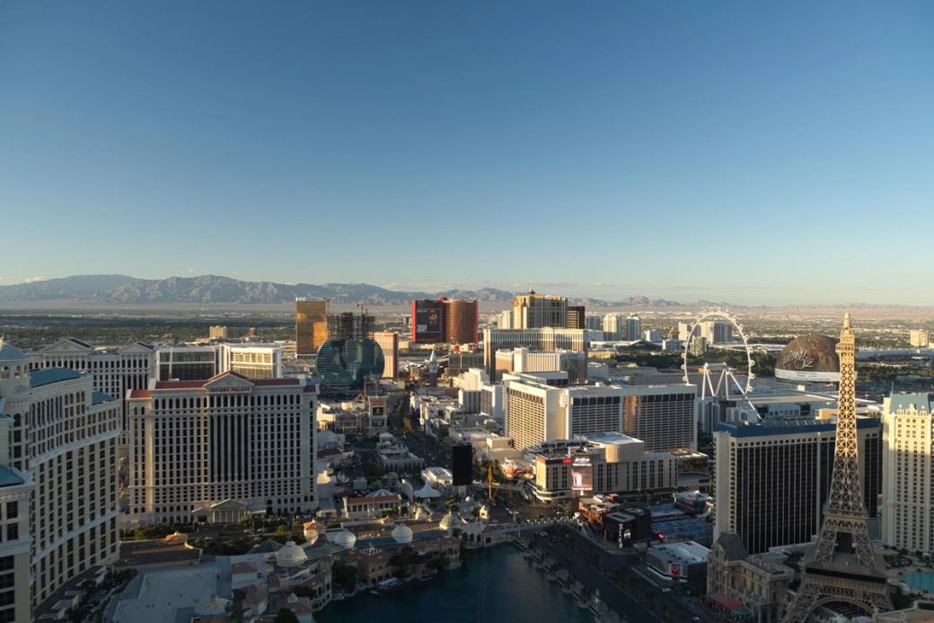 An aerial shot of Las Vegas on a clear day.