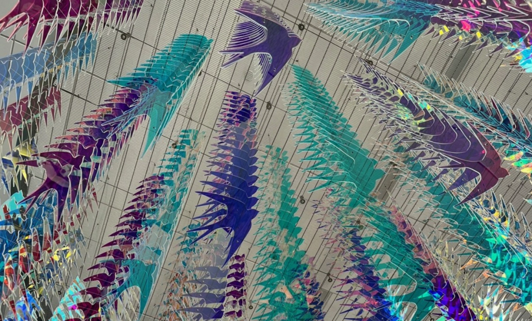 Colorful acrylic sparrows