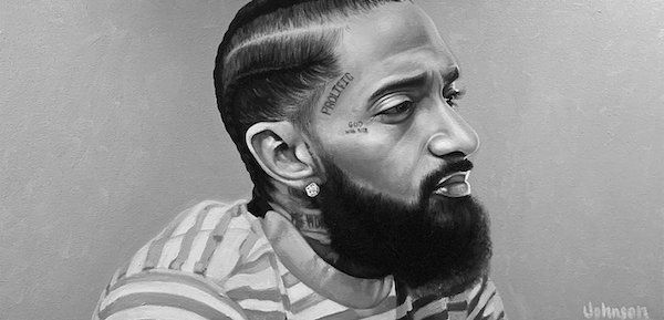 "Nipsey," by Anthony Johnson, part of the exhibit Glue at Left of Center Gallery. (Left of Center)