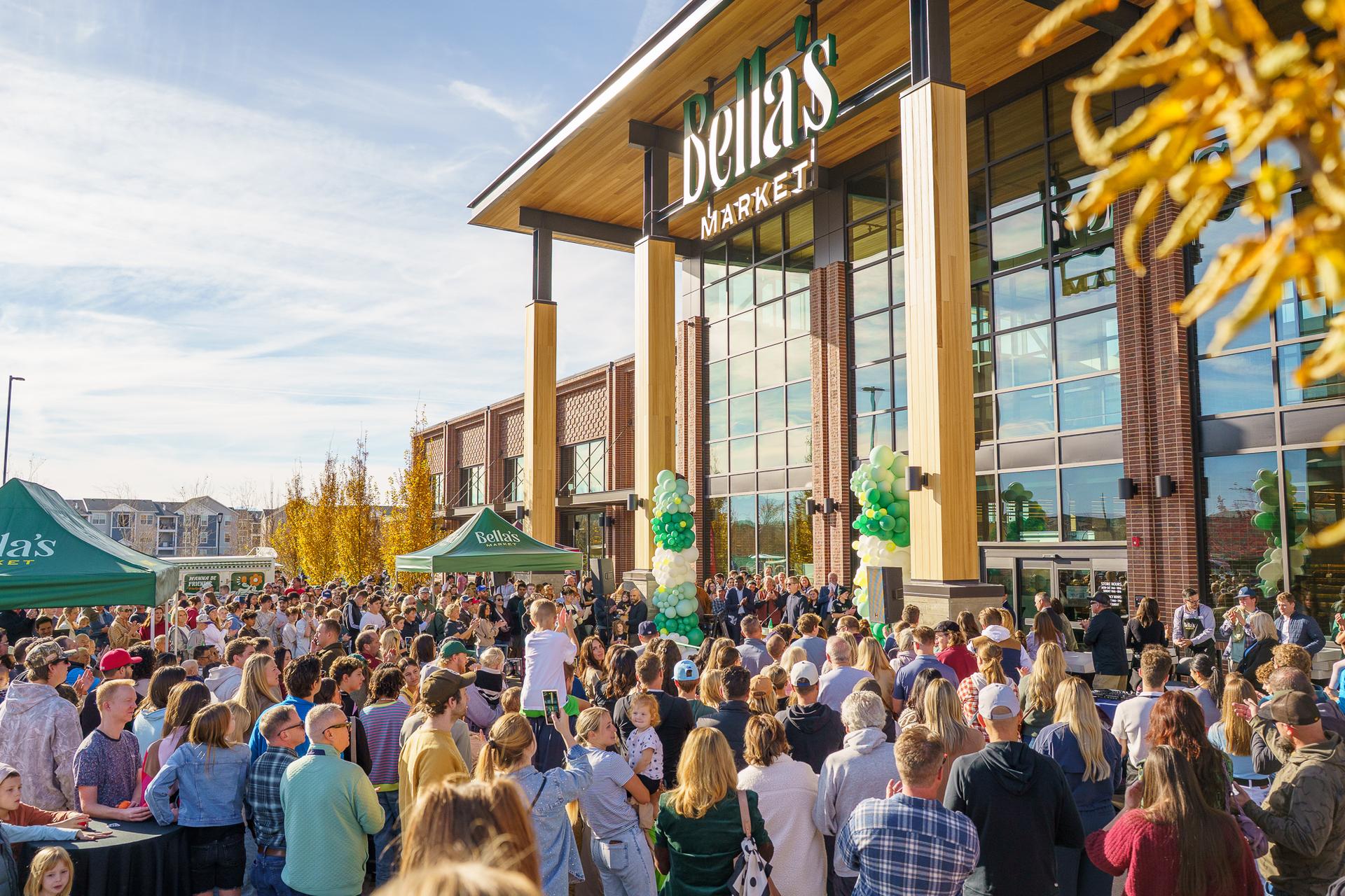 People outside of Bella's Market.