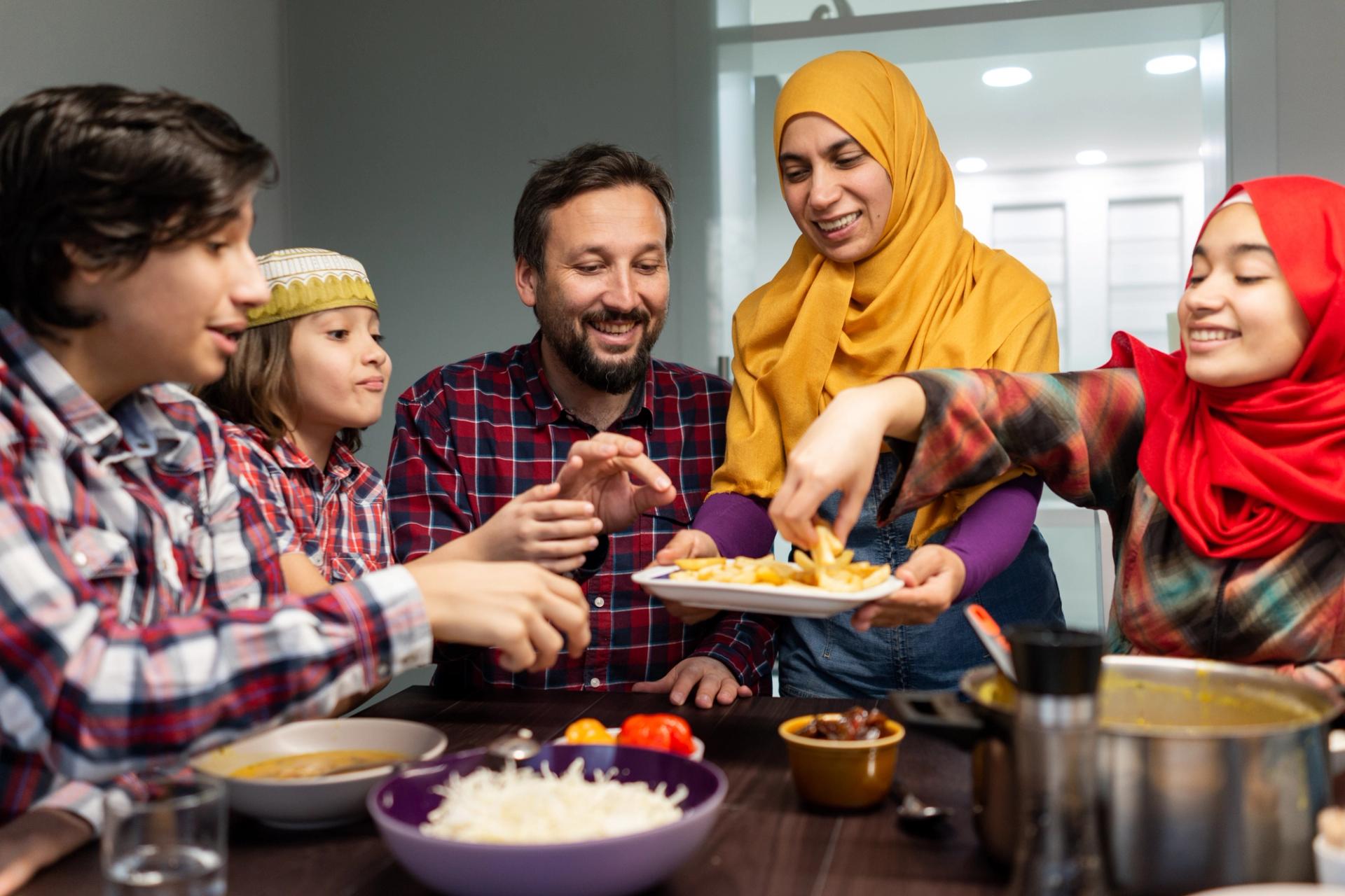 Family eating during Ramadan.