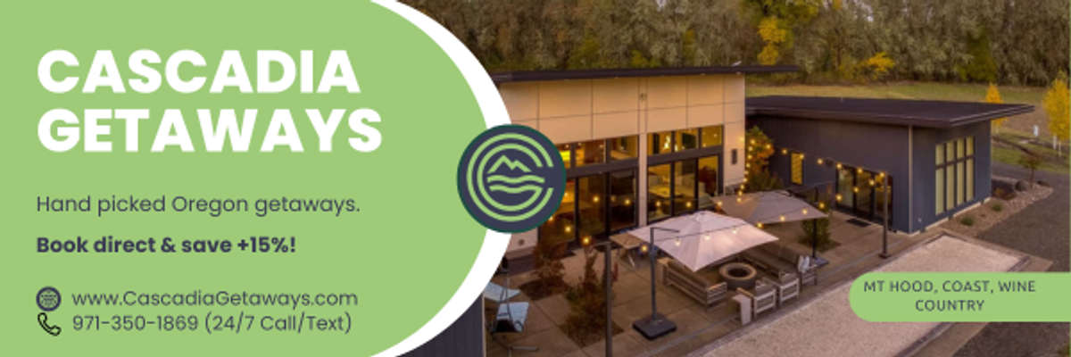 Display ad for Cascadia getaways: Book today and save 15%!