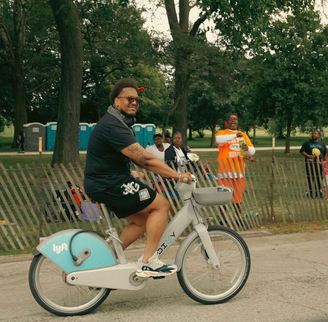 Jacoby on a bike