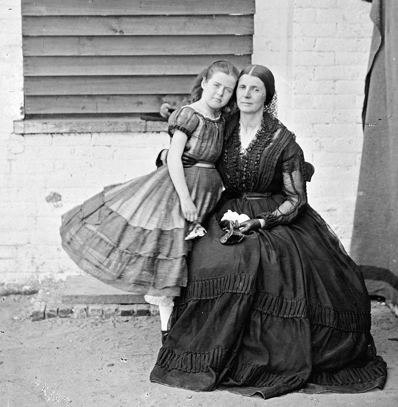 Rose O'Neal Greenhow and her daughter Rose, photographed at Old Capitol Prison in Washington, D.C. in 1862.