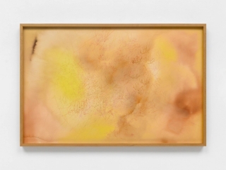Marguerite Humeau, Ghost map I, I drew: the traces of deers seen from satellites forming constellations. Have deers been draw-ing stars? I drew: holes and tiny leg foot prints I observed on the surface of the land. I drew: imagined burrows of voles, pocket gophers, ground squirrels and prairie dogs. The golden light, the fatigued soil, eroded and depressed (variations). Traces of machinery observed from satellites. Other traces of unidentified presences., 2022.