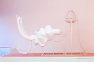Marguerite Humeau, Félicie, A female engineered to be selfdestructive – it gets drunk with ethanol that comes from a masala fruit, 2016.