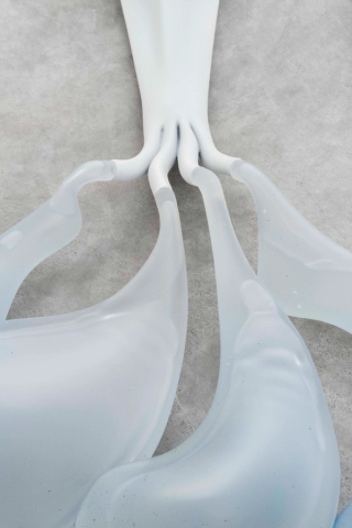 Marguerite Humeau, Waste I - 3, A respiratory tract mutating into industrial waste, 2019.