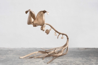 Marguerite Humeau, Coeur de Marie, A relationship that you can’t get out of your head, that is still somehow alive, unfinished. It has become a mythical place, an abandoned campsite in your mental landscape. Inspired by the Bleeding Heart, the plant extract traditionally given to the brokenhearted and the codependent, as it is made of two fused flowers, each being half of a heart., 2022.