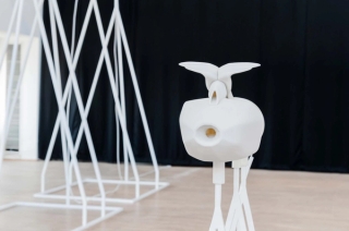 Marguerite Humeau, The Opera of Prehistoric Creatures – “Lucy”, Autralopithecus Afarensis, -4,4 -1M years ago, 2011.