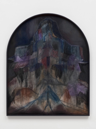 Marguerite Humeau, Darktwinning: the twin ascent of sister stalagmites formed by the same dripline, two bodies rising in parallel devotion, this is companionship without spectacle, a deep-time kinship that deepens only in darkness where no eyes compare that growth., 2025.