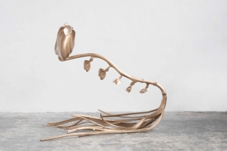 Marguerite Humeau, Coeur de Marie, A relationship that you can’t get out of your head, that is still somehow alive, unfinished. It has become a mythical place, an abandoned campsite in your mental landscape. Inspired by the Bleeding Heart, the plant extract traditionally given to the brokenhearted and the codependent, as it is made of two fused flowers, each being half of a heart., 2022.
