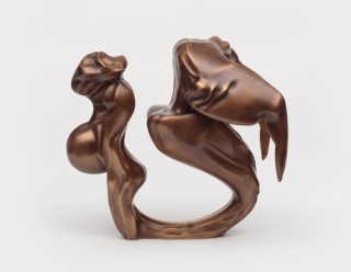 Marguerite Humeau, Two-Headed Venus, A 25-year-old pregnant female human and herself as a 90 year-old have ingested a tortoise's brain, 2018.