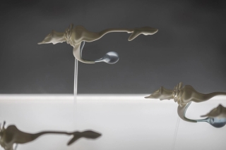Marguerite Humeau, The Dead, The Dancers, and The Air, A shoal of fish performing a breathing ritual in an attempt to bring their dead back to life, 2022.