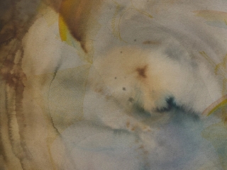 Marguerite Humeau, a circular piece of land as an access to the nets of spacetime III (the disappearance of the bird and double rainbow), 2024.