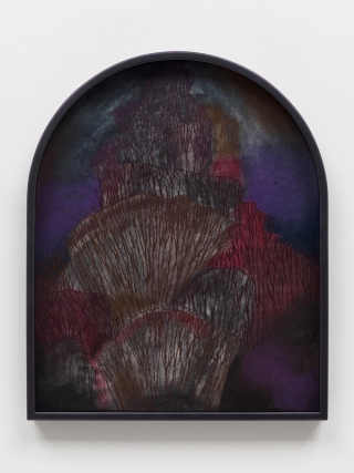 Marguerite Humeau, Ascendant Weft: the intimate resolve to keep rising without confirmation, the kind of becoming that can only happen when darkness removes expectation - leaving you free to ascend for reasons no light will ever reveal., 2025.