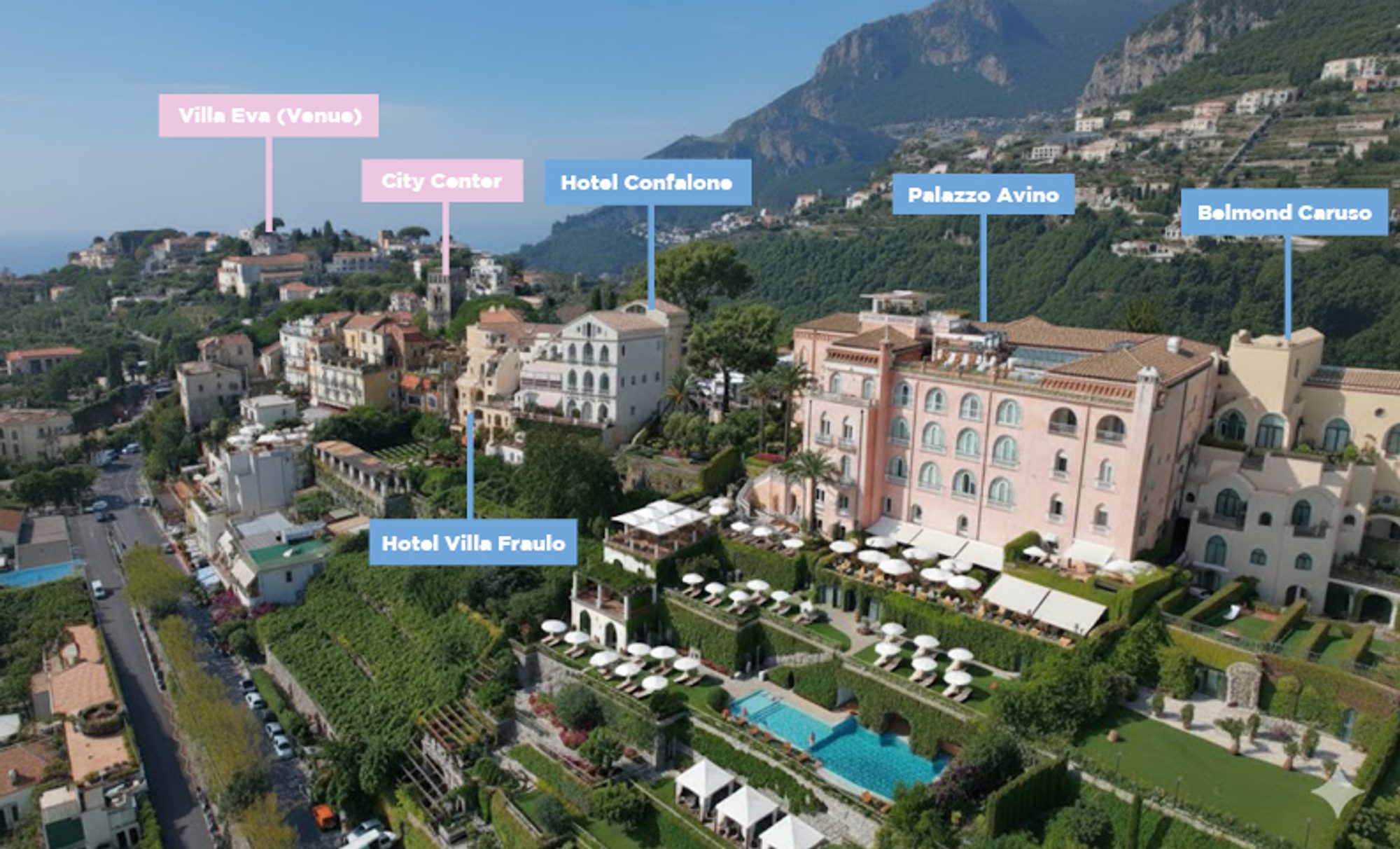 Hotel Villa Fraulo, Ravello — aerial