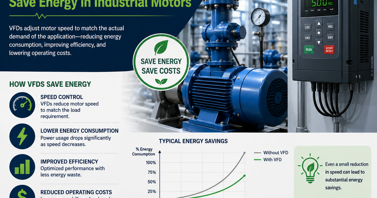 VFD Drives: How Variable Frequency Drives Save Energy in Industrial Motors with reduced energy consumption and improved operational efficiency.