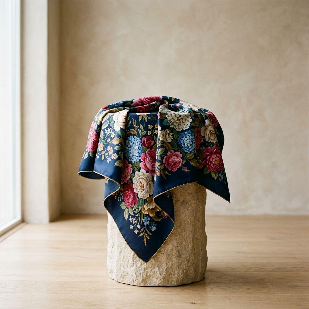 Silk Floral Scarf - Image 3