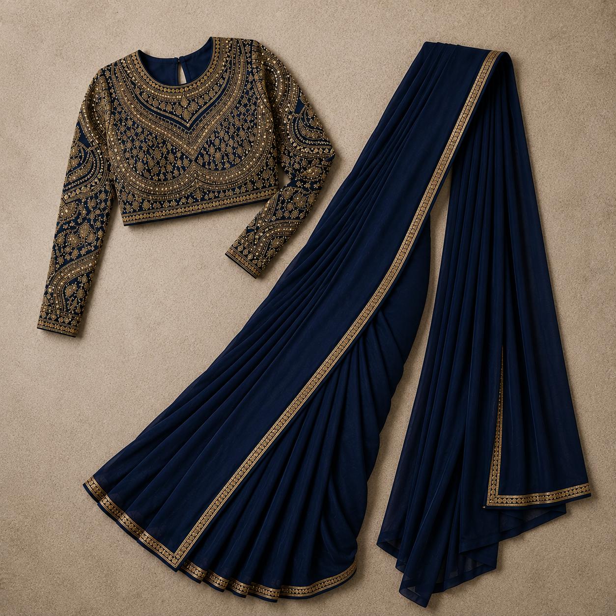 Midnight Draped Saree Skirt - Image 2