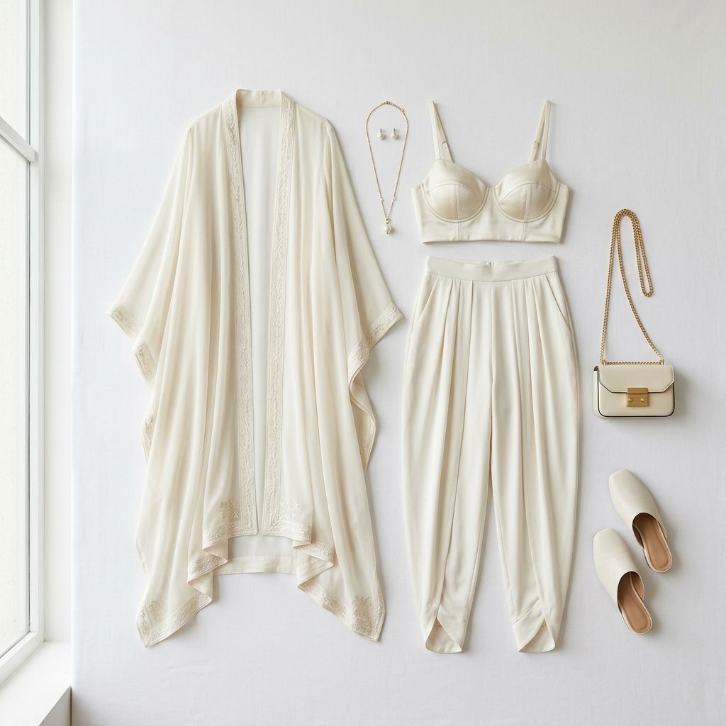 The Ivory Cape & Dhoti Pant Set