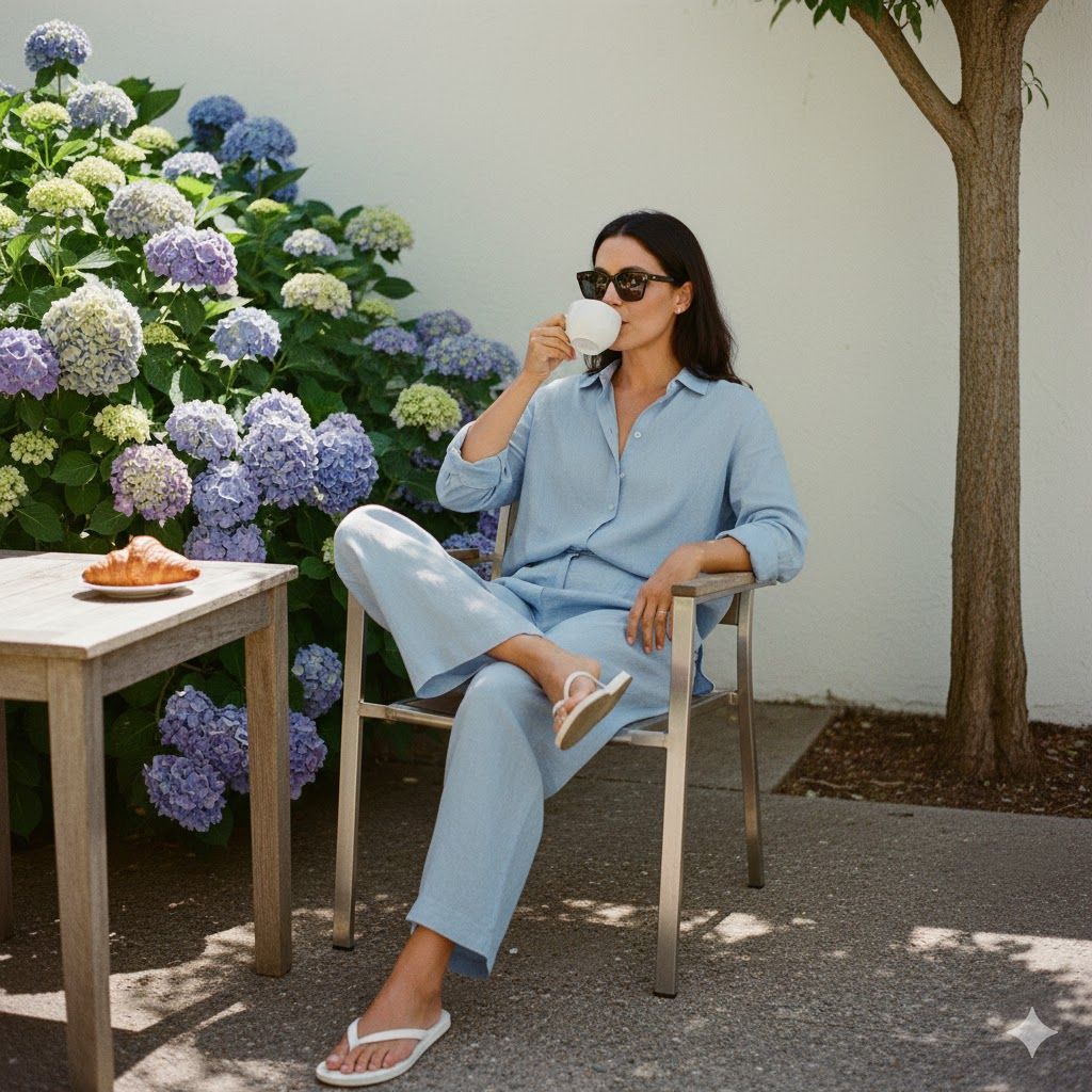 Old Money Linen Blue Shirt