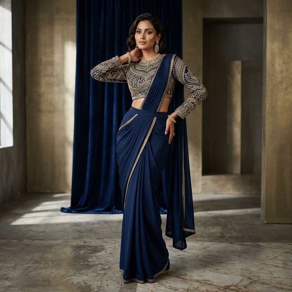 The Midnight Draped Saree Skirt