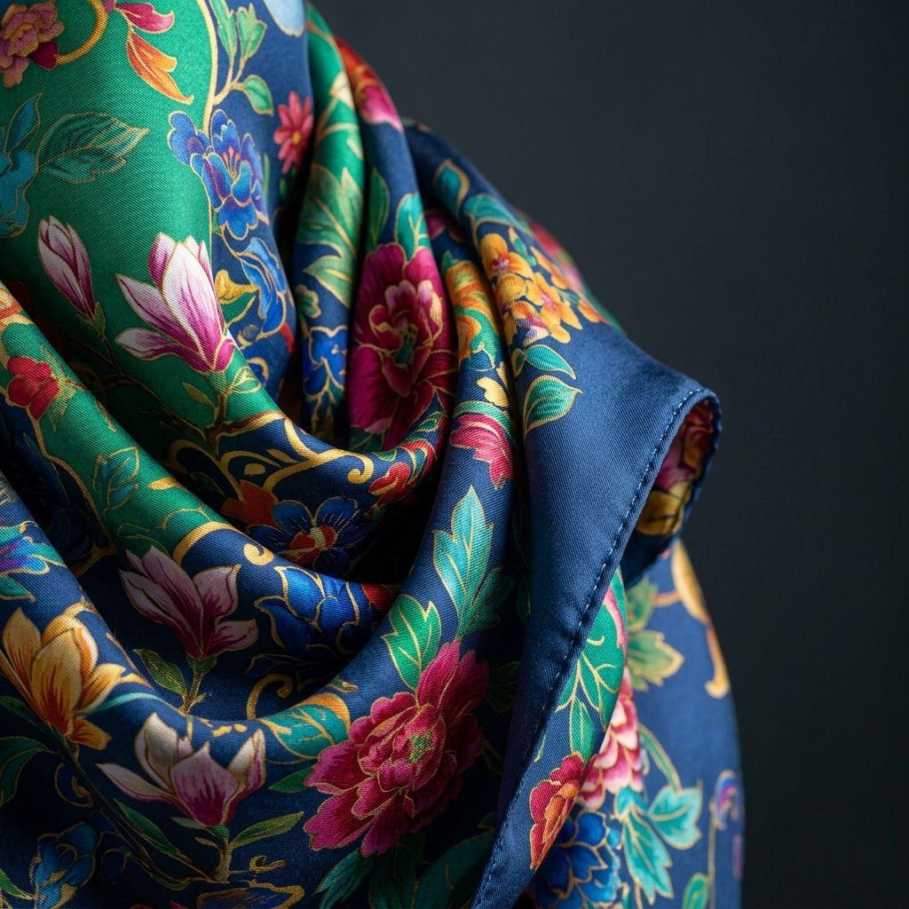 Silk Floral Scarf - Image 2