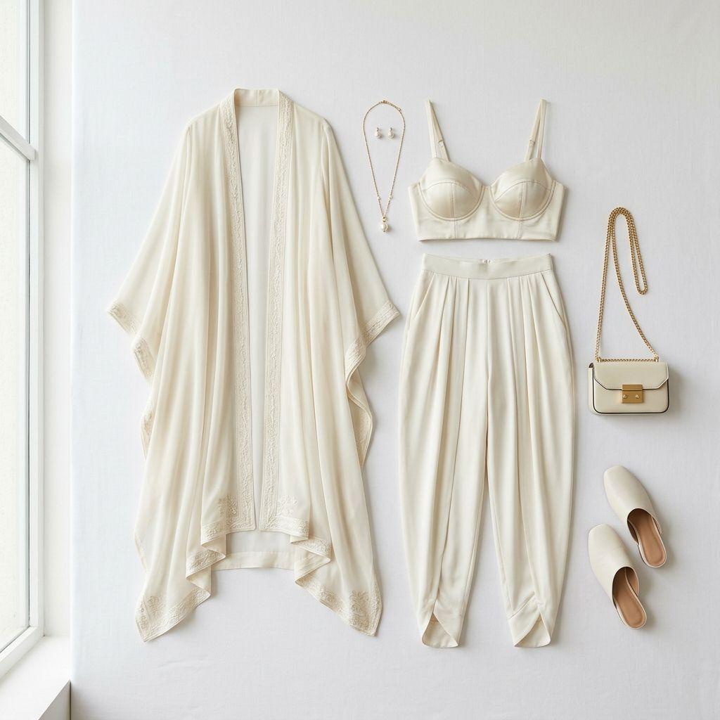 Ivory Cape & Dhoti Pant Set - Image 2