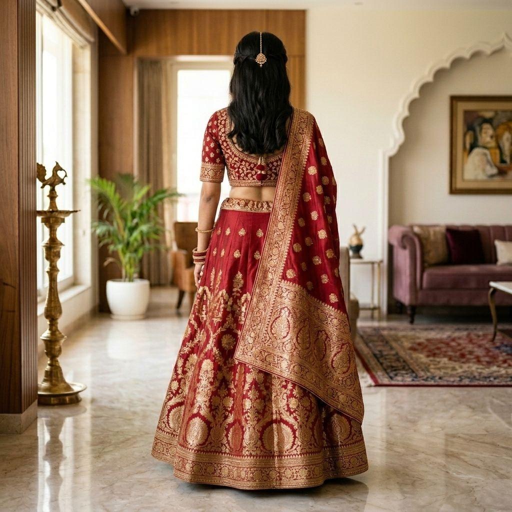 Festive Silk Banarasi Lehenga - Image 3