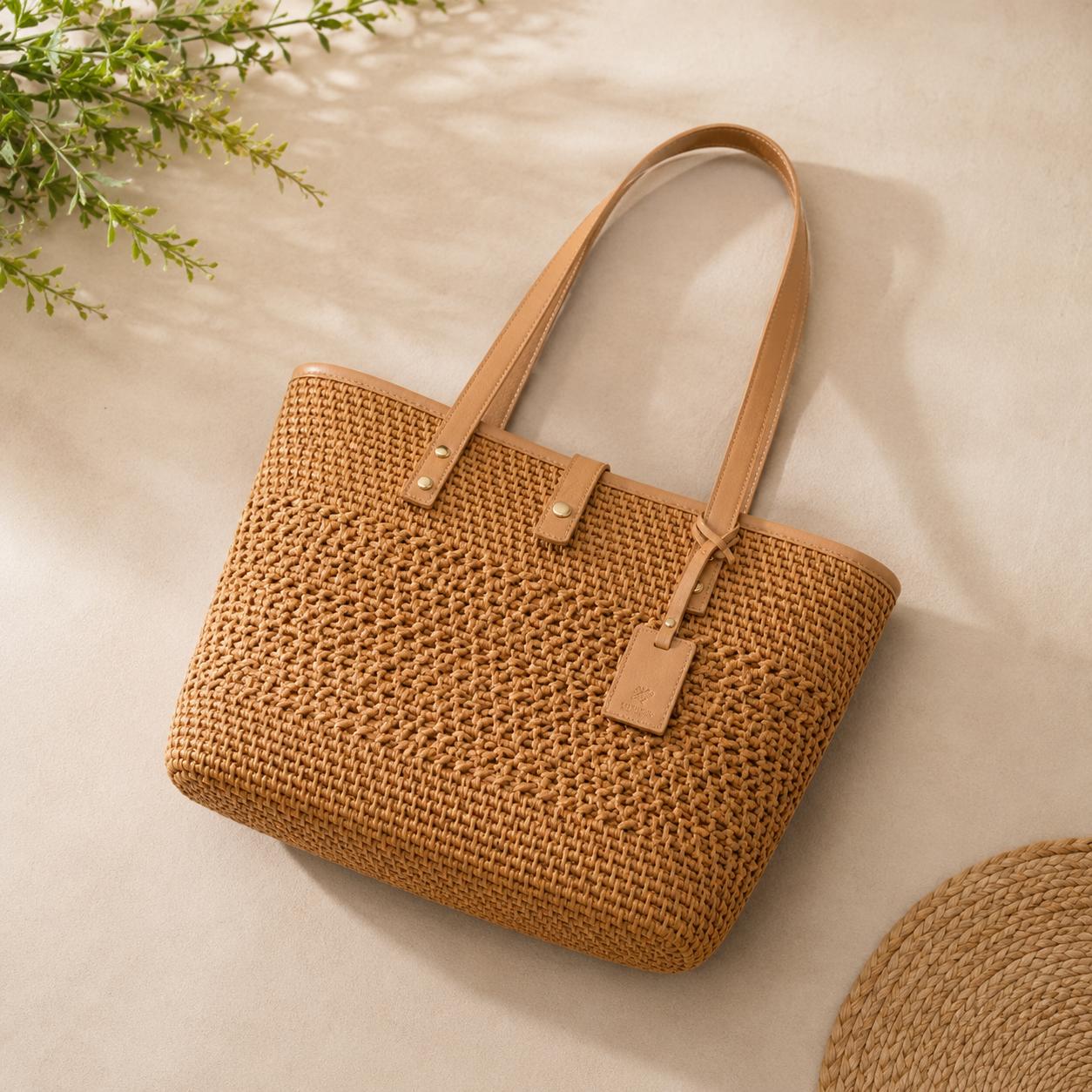 Woven Rattan Tote Bag - Image 2